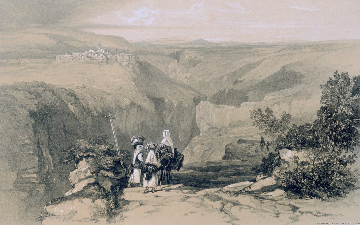 Udsigt i Rom og omegn: udsigt over Collepardo af Edward Lear