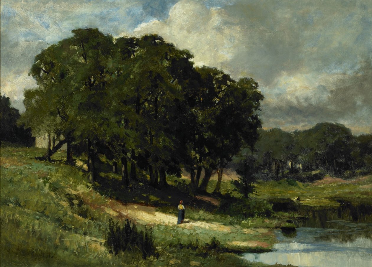 Kvinde Stående Nær En Dam af Edward Mitchell Bannister