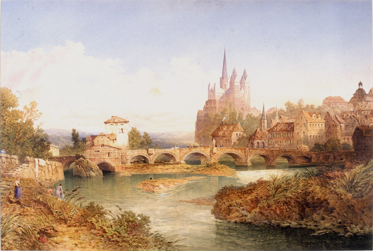 Limburg med katedralen St George (kropsfarve og akvarel på papir) af Edward Richardson