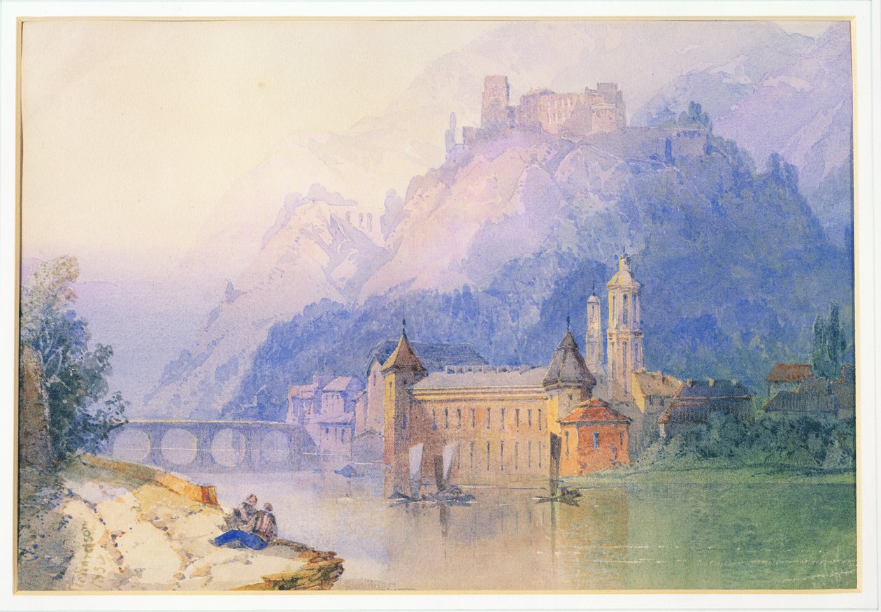 Udsigt over Rhinen, 1850 af Edward Richardson