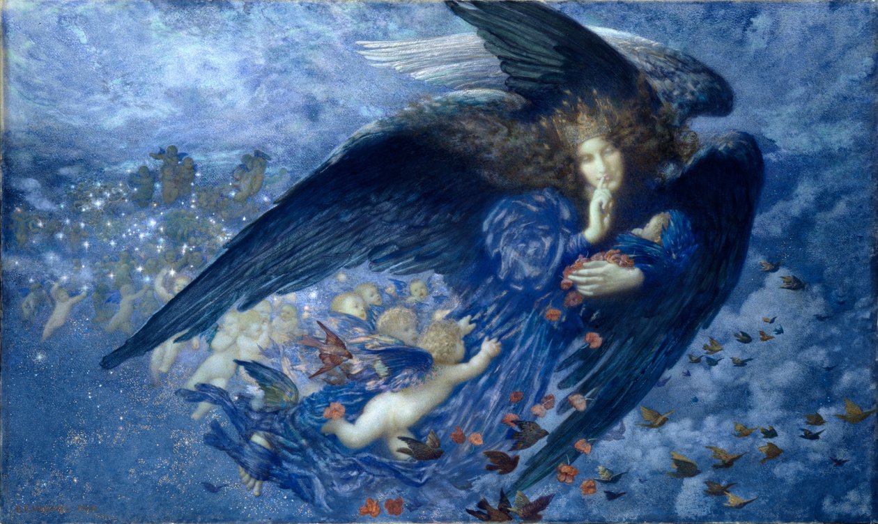 Nat med hendes Train of Stars af Edward Robert Hughes
