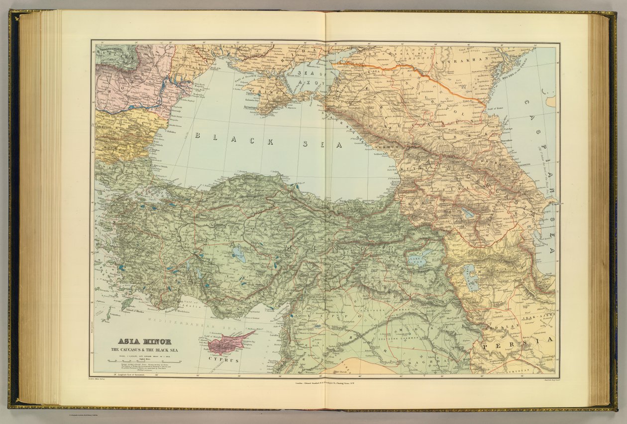 Lilleasien, Kaukasus og Sortehavet. London atlas -serie. Stanford
