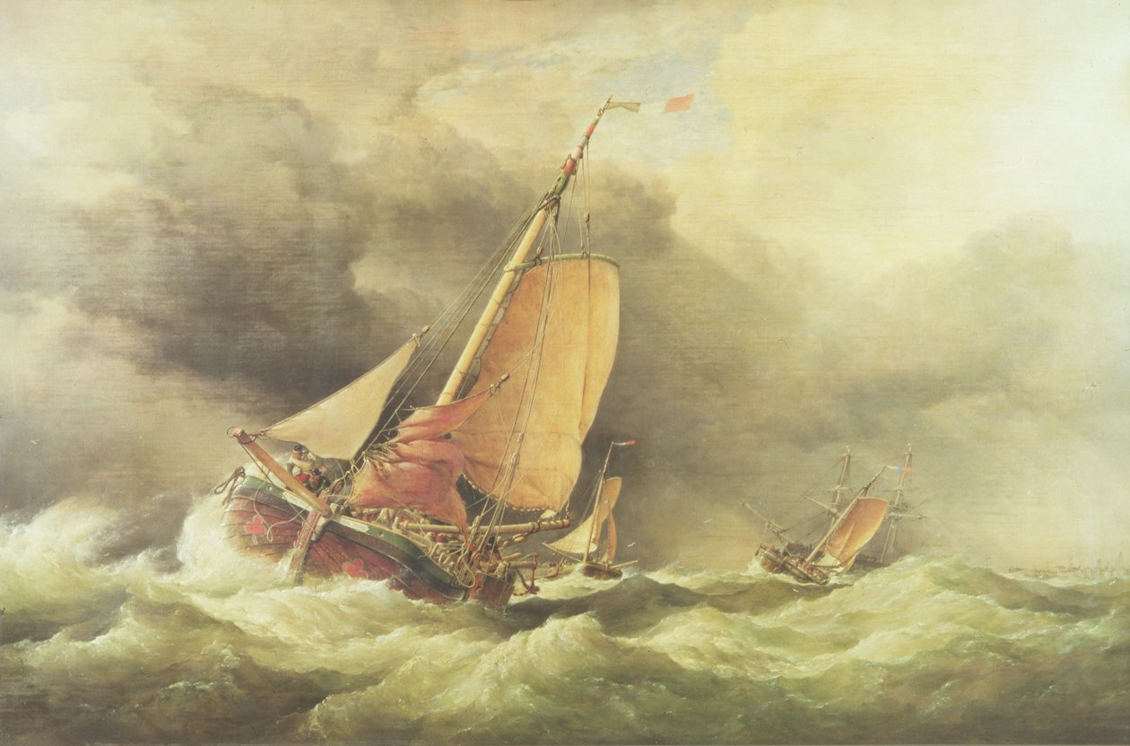 Hollandske Pincks løber til anker ud for Yarmouth af Edward William Cooke