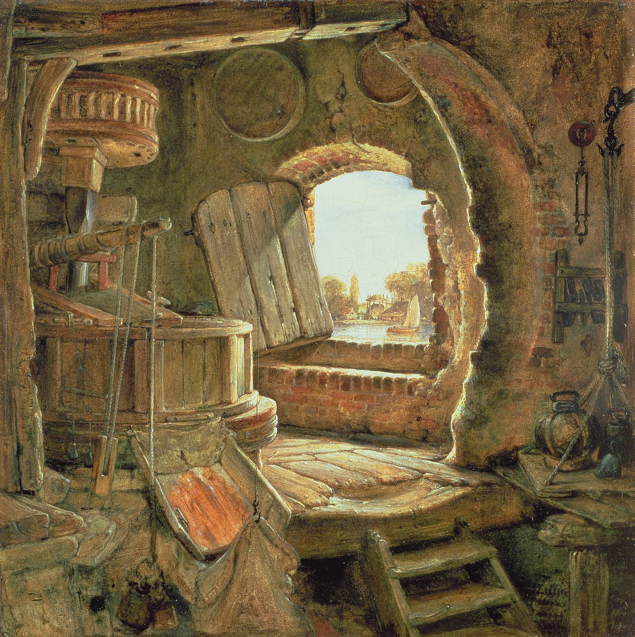 Rembrandts Faders Mølle, 1838 af Edward William Cooke