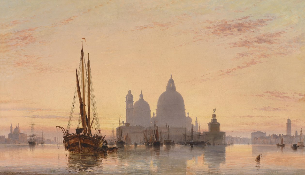 Venetiansk vedute med kirken Santa Maria della Salute af Edward William Cooke