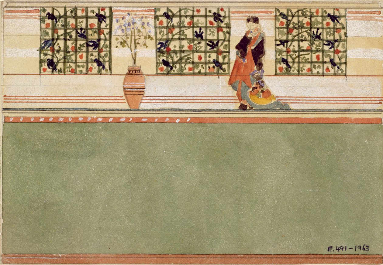Anglo-japansk vægdesign, ca. 1860 (wc og blyant på papir) af Edward William Godwin