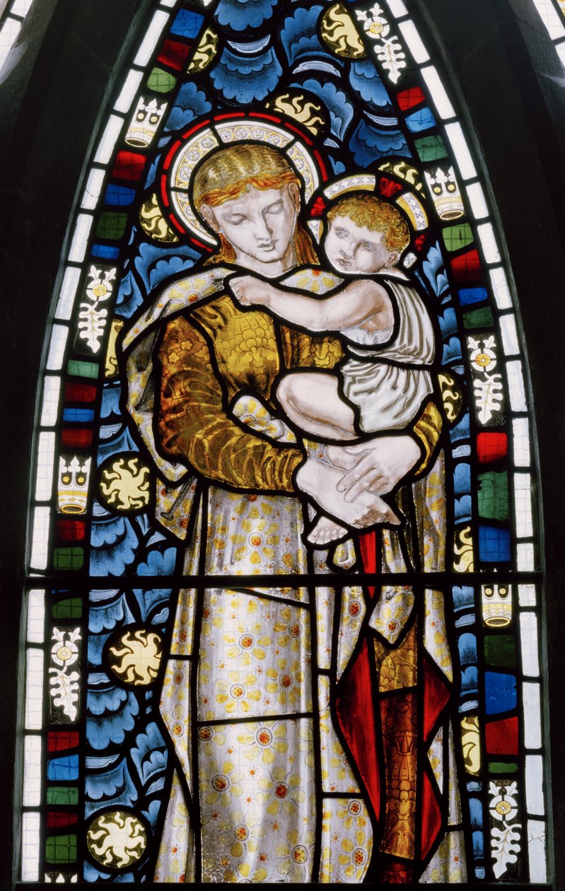 Tilehurst, St. Michael, Morris Marshall & Faulkner & Co, William Morris, Edward Burne-Jones, Madonna & Child, 1869 af Edward and Morris Burne Jones