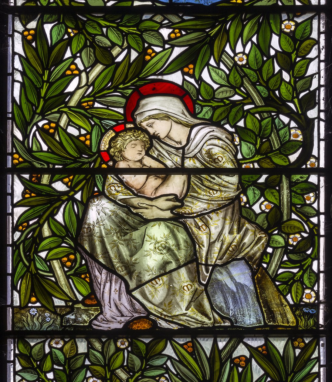 Nonne Monkton, St Mary, Morris Marshall & Faulkner & Co, William Morris, Edward Burne-Jones, Madonna & Child, 1873 af Edward and Morris Burne-Jones