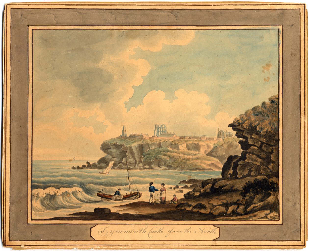 Tynemouth Castle fra nord, begyndelsen af det 19. århundrede (akvarel) af Edward (after) Dayes