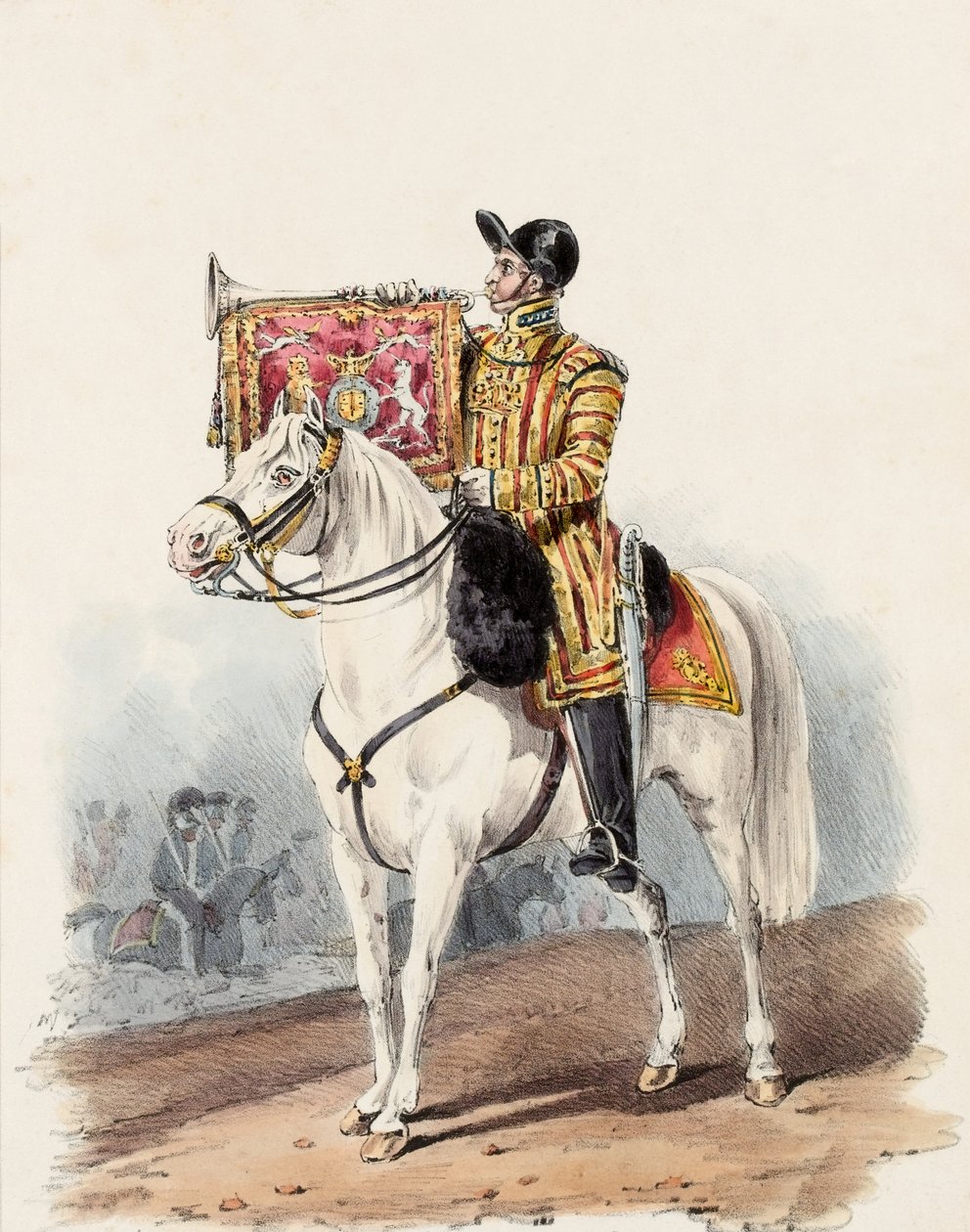 Livgarde, trompetist i statsdragt af Edward (after) Hull