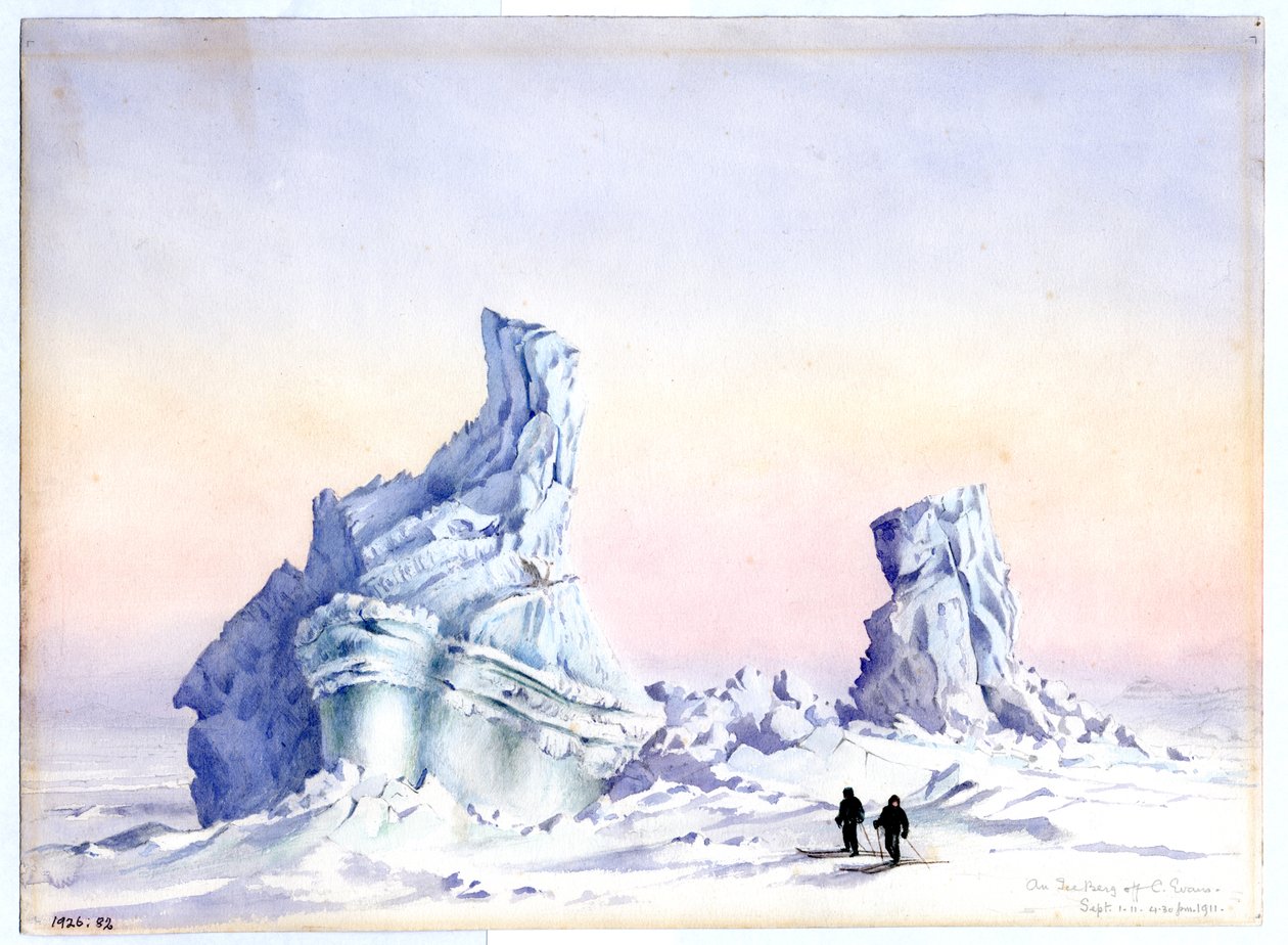 Et isbjerg ud for Cape Evans, 1.-11. september, 1911 (wc på papir) af Edward Adrian Wilson