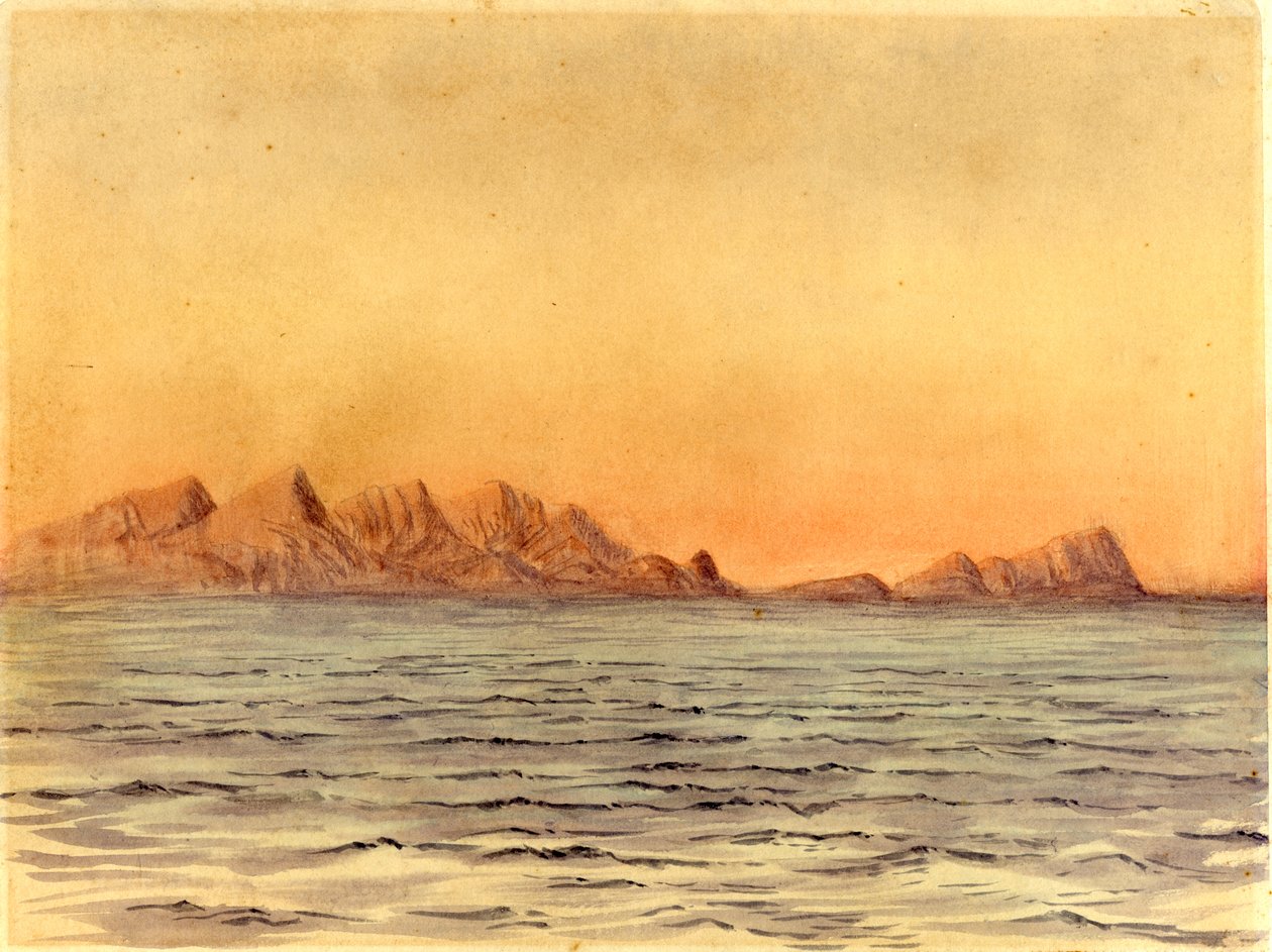 Sunset, Simons Bay, Sydafrika (wc på papir) af Edward Adrian Wilson