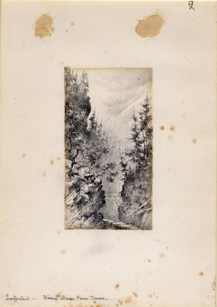 Wiesen Strasse nær Davos, Schweiz, 1898-99 af Edward Adrian Wilson