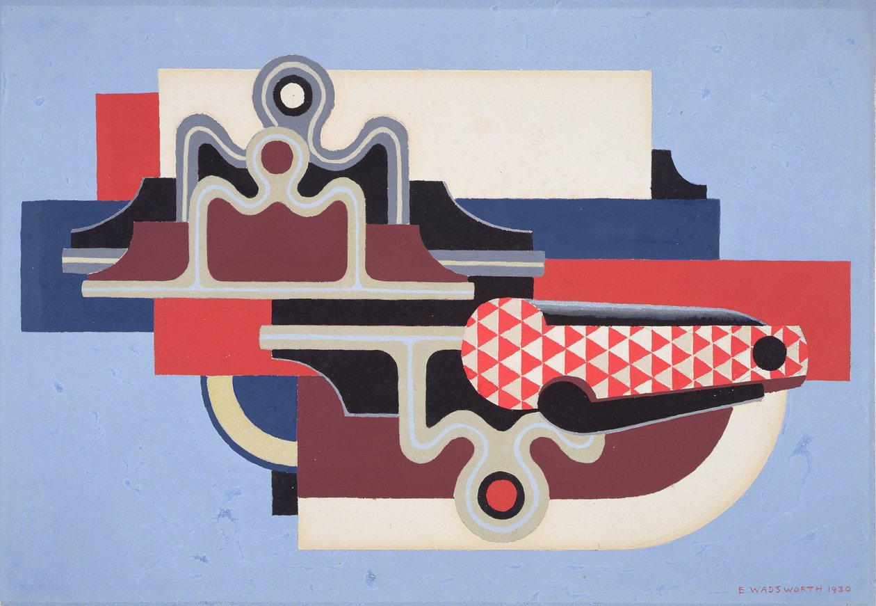 Abstrakt design med en låsekniv af Edward Alexander Wadsworth