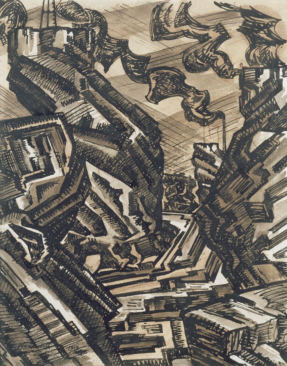 Black Country Tegning: Stålværker af Edward Alexander Wadsworth