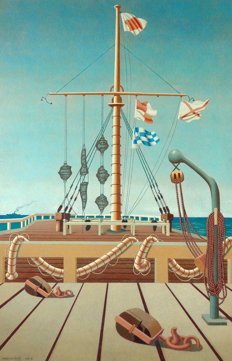 Signal Station (Jetty) (tempera på træpanel) af Edward Alexander Wadsworth