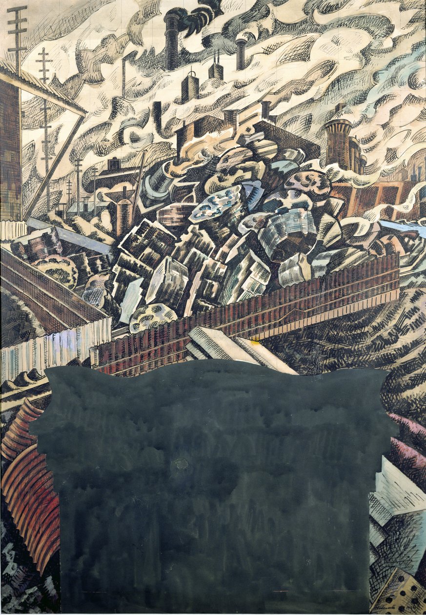 Slag Heaps, et design til Leeds Town Hall Mural af Edward Alexander Wadsworth