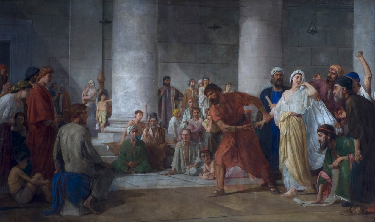 Kvinden taget i utroskab, efter 1860 (olie på lærred) af Edward Armitage