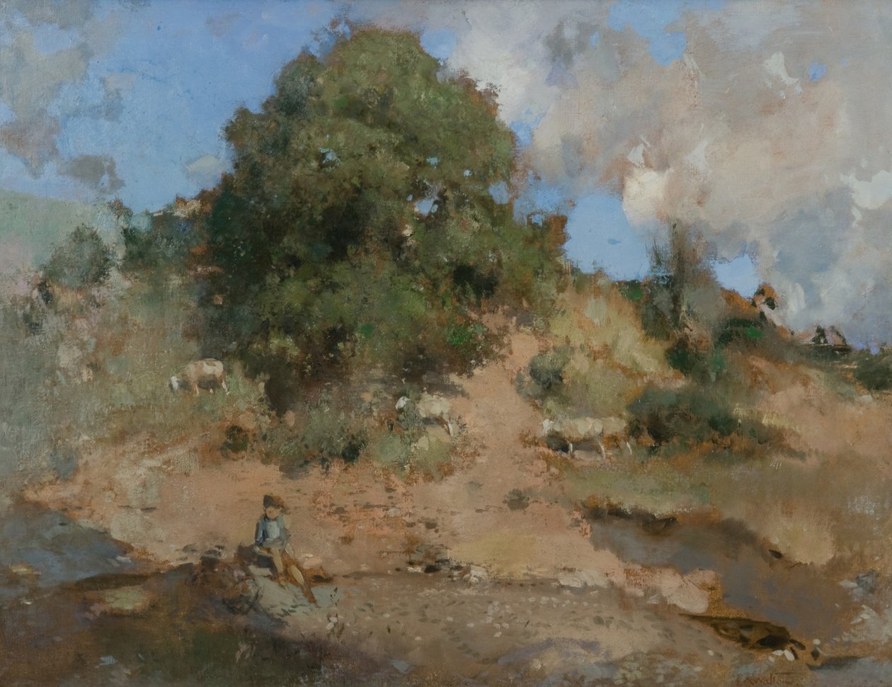 Hawthorn Bank, ca. 1910 (olie på lærred) af Edward Arthur Walton