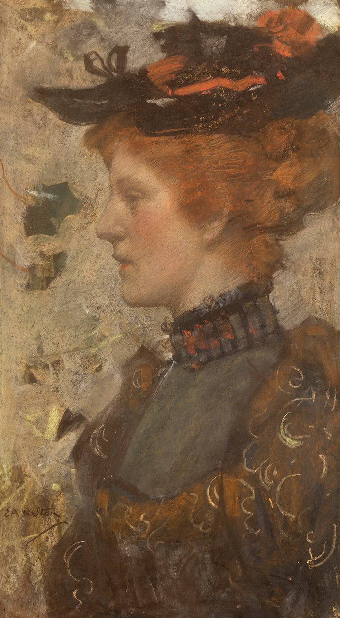 Portræt af Miss Elizabeth D. Reid (pastel på papir) af Edward Arthur Walton