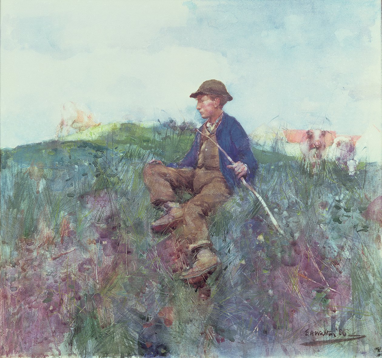 The Herdboy, 1886 (wc) af Edward Arthur Walton