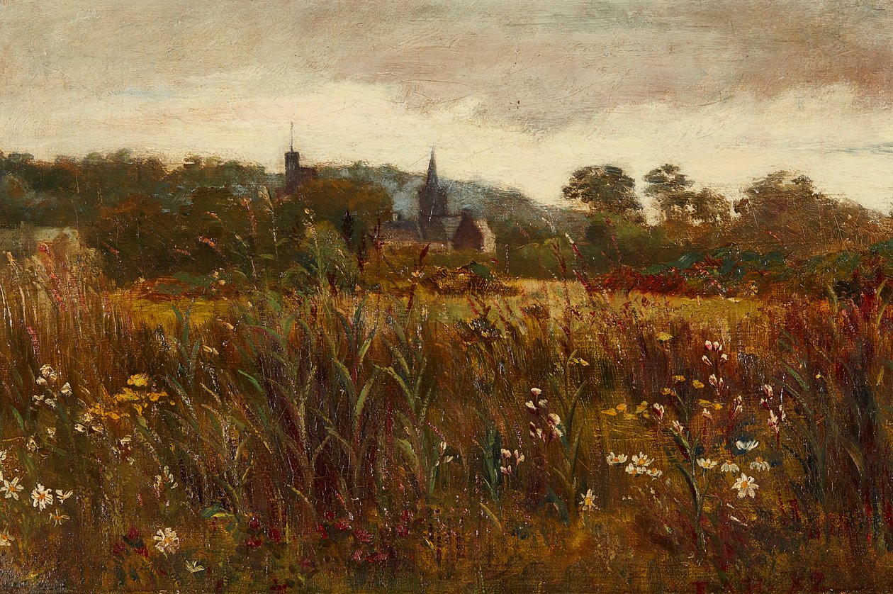 Et glimt af Kirkcudbright (olie på lærred) af Edward Atkinson Hornel