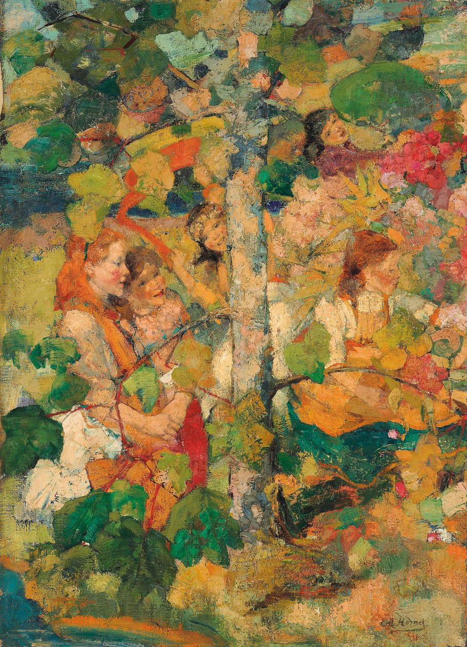 Børn danser om et træ af Edward Atkinson Hornel