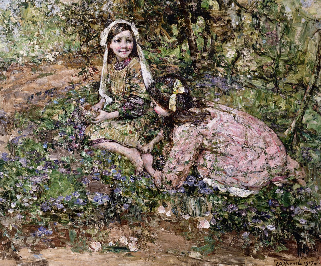 Mid Fairy Flax (olie på lærred) af Edward Atkinson Hornel