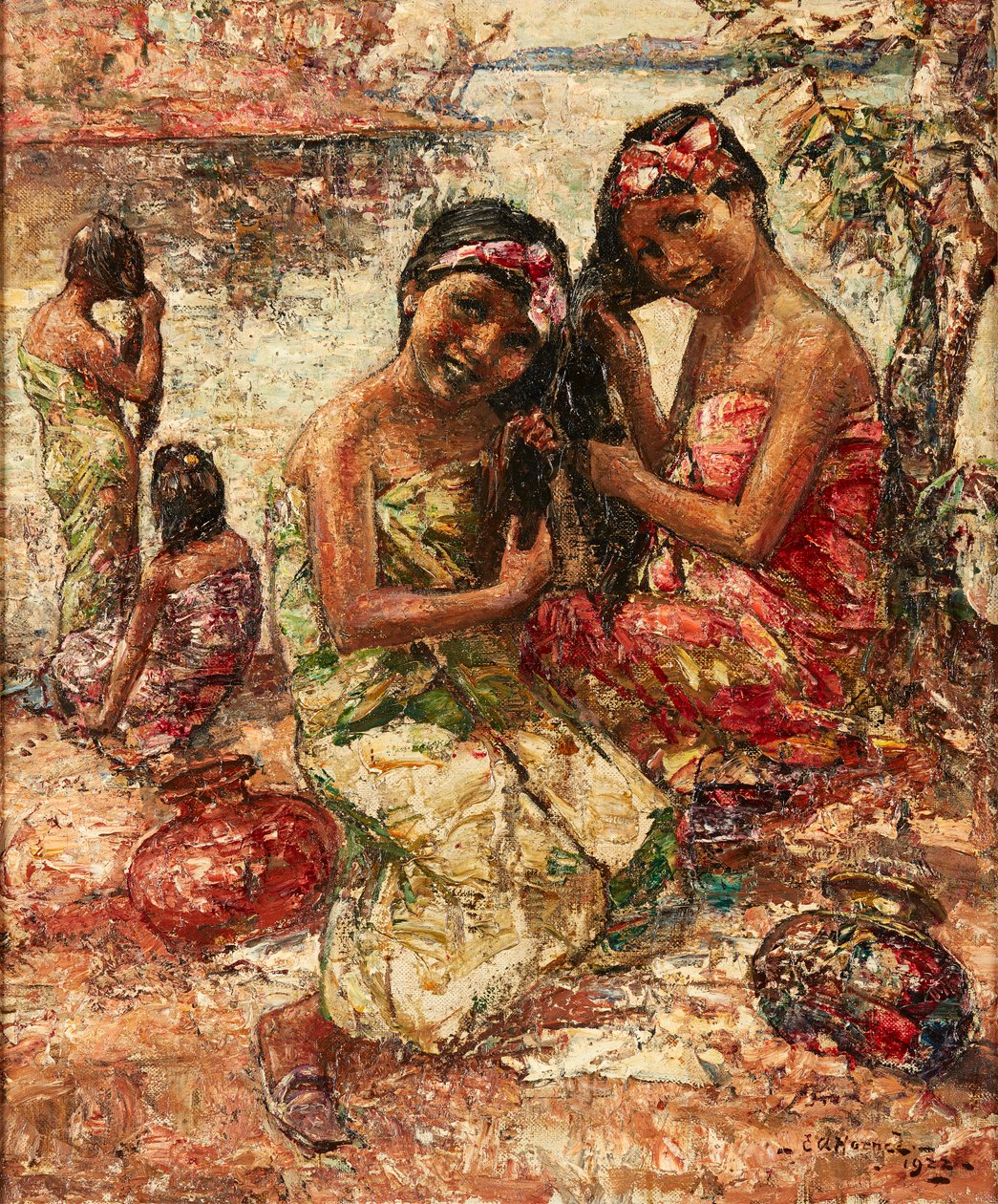On the Banks of the Irrawaddy (olie på lærred) af Edward Atkinson Hornel