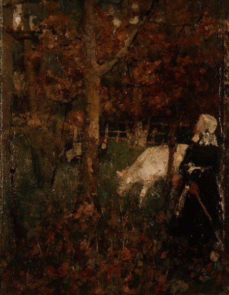 Pastoralt landskab med en pige af Edward Atkinson Hornel