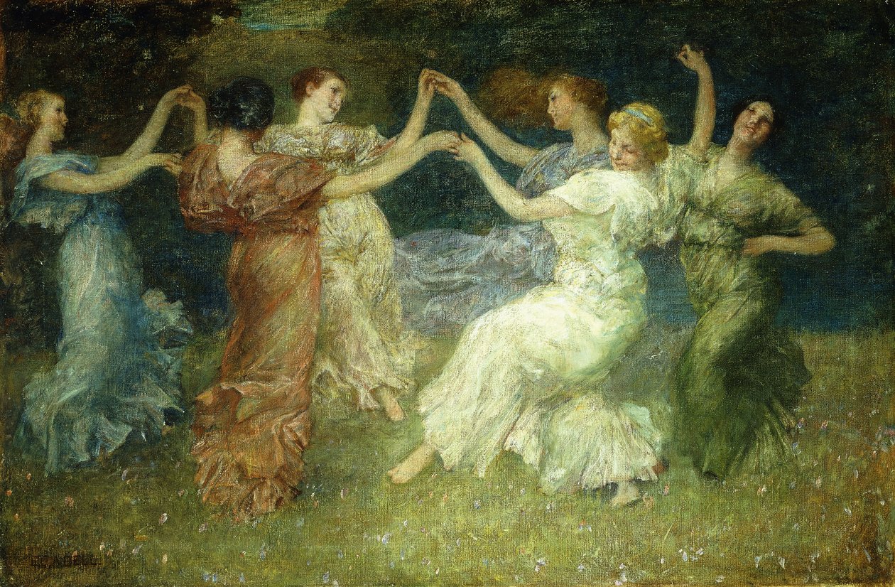 The Dancers (olie på lærred) af Edward August Bell
