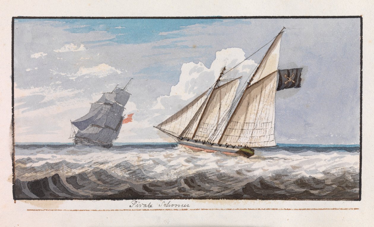 Piratskonnert, ca. 1805 (akvarel) af Edward Bamfylde Eagles