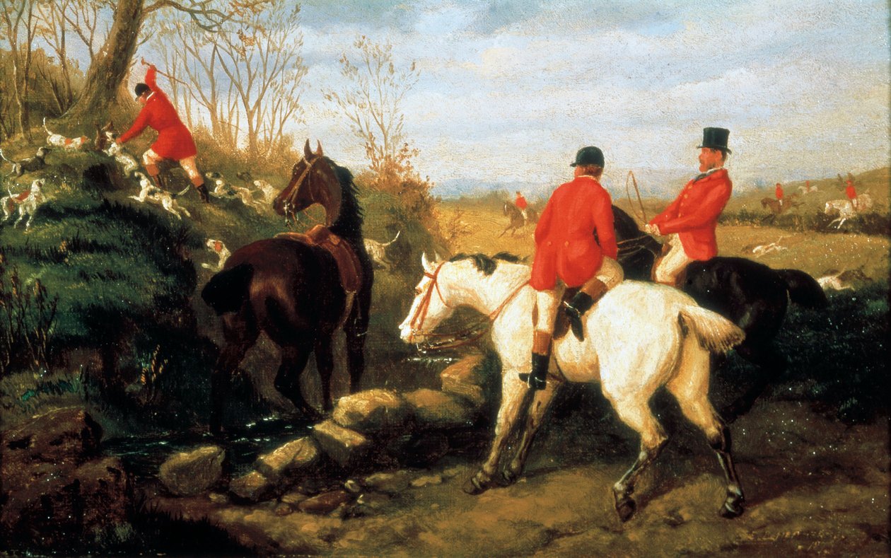 Rævejagt, slutningen af det 19. århundrede (olie på lærred) af Edward Benjamin Herberte