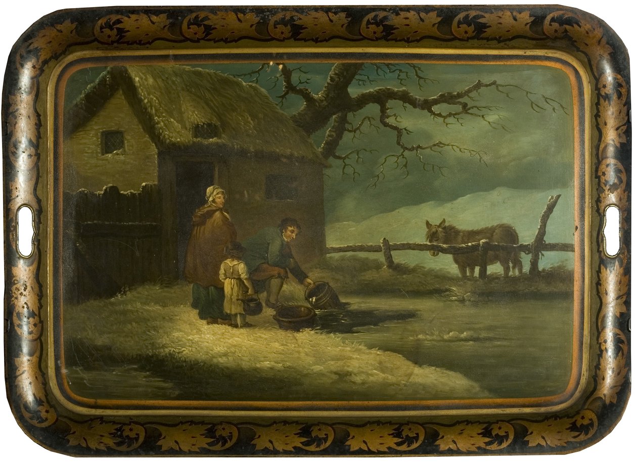 Breaking the Ice, ca. 1800 (olie på japansk tebakke) af Edward Bird