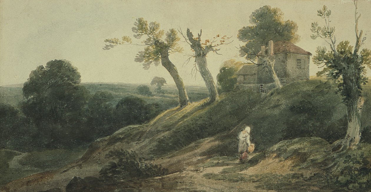 Landskab med et sommerhus af Edward Bird