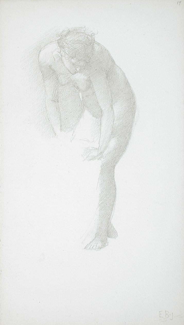 Bøjende kvindelig nøgenmodel af Edward Burne-Jones