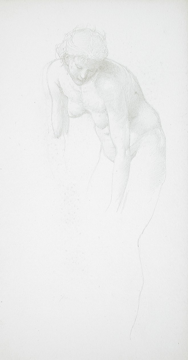 Bøjende kvindelig nøgenmodel af Edward Burne-Jones