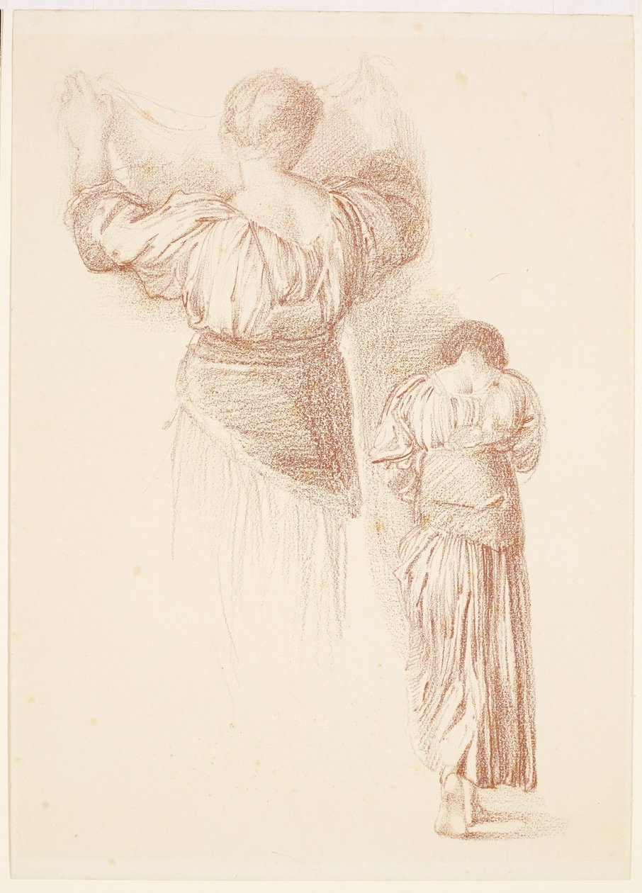 Kvinde - Draperiundersøgelser, Studier af kvindelig draperi set bagfra af Edward Burne-Jones