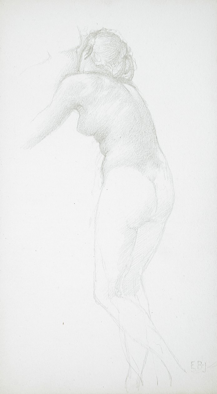 Kvindelig nøgenfigur set bagfra af Edward Burne-Jones