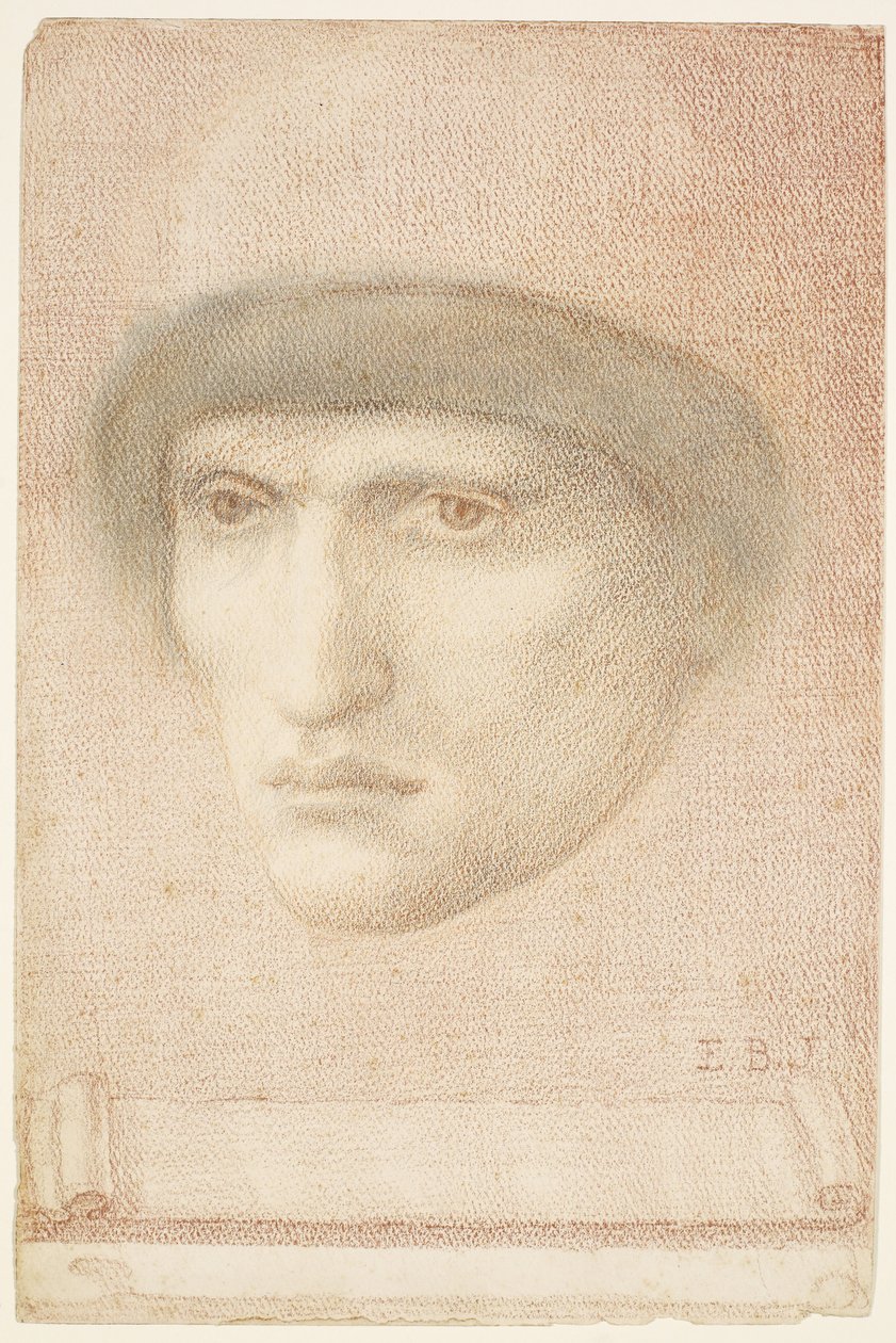 Mandlig portræt - muligvis Dante eller studer til St George Series af Edward Burne Jones