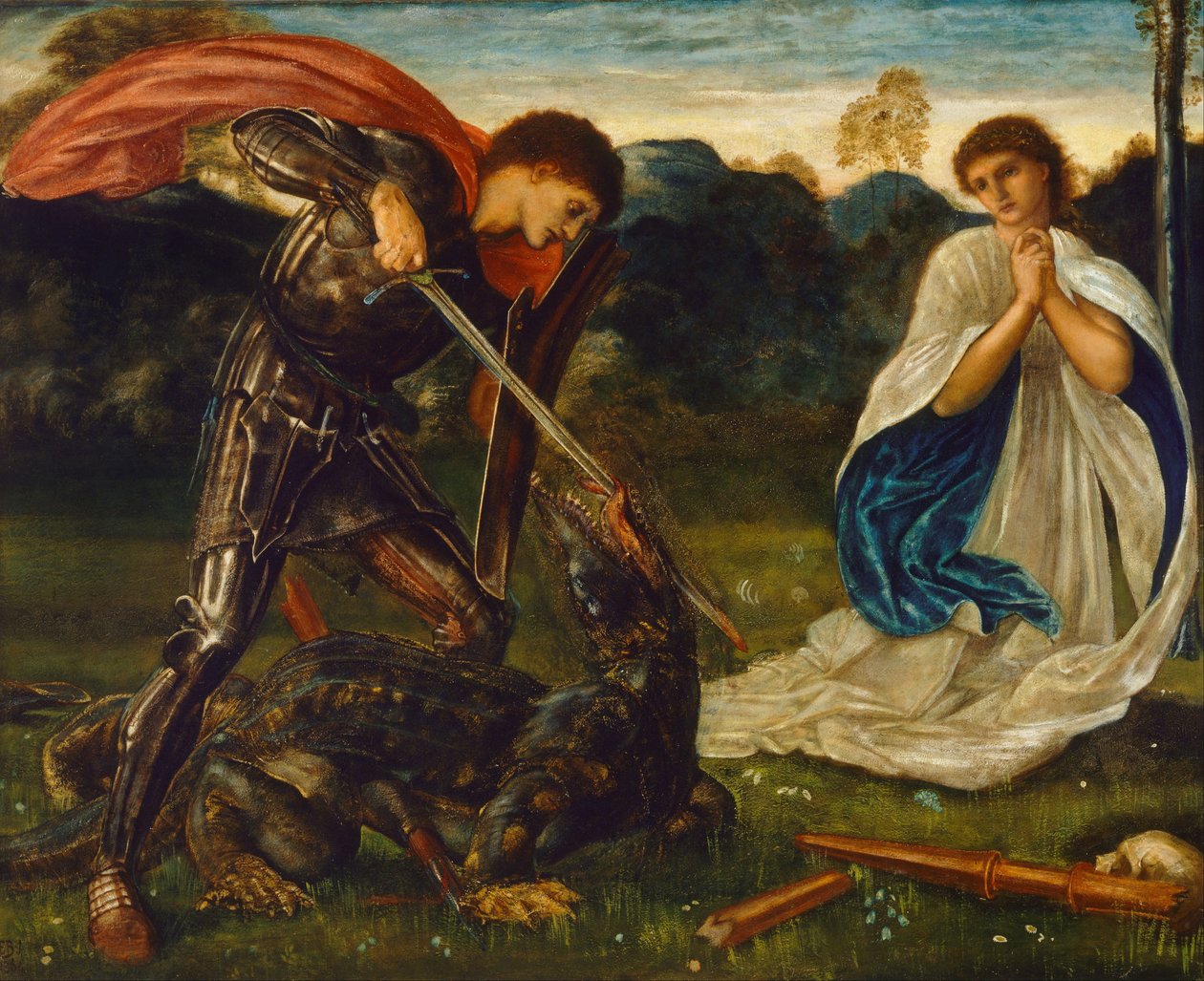 Kampen: Sankt Georg dræber dragen VI af Edward Burne-Jones