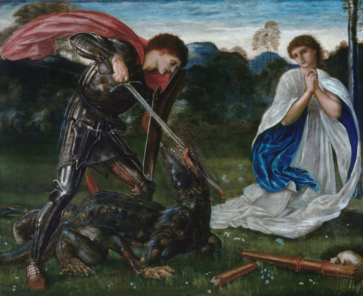 Kampen: Sankt Georg dræber dragen VI af Edward Burne-Jones
