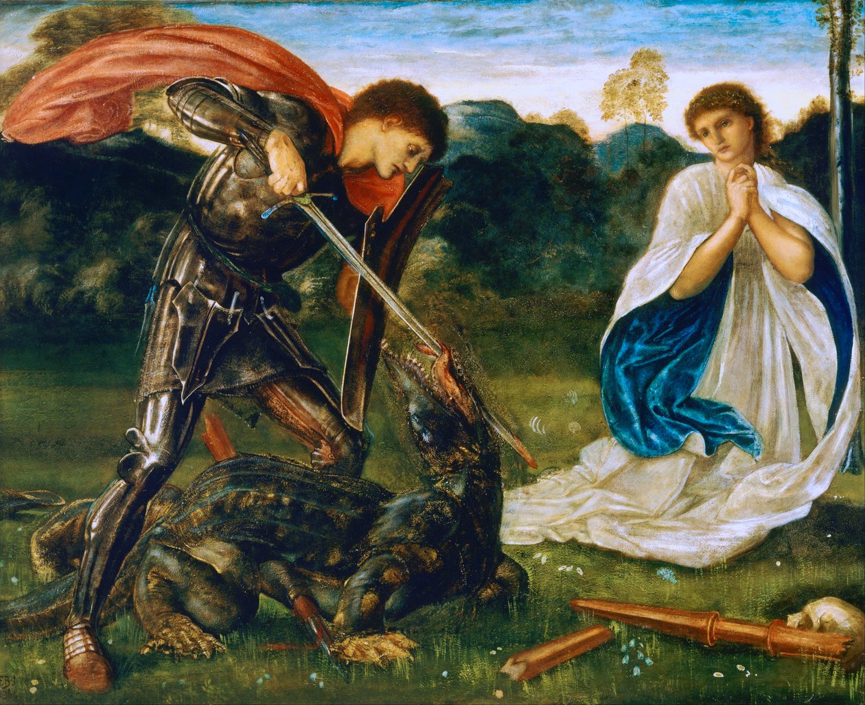 Kampen: Sankt Georg dræber dragen VI af Edward Burne-Jones