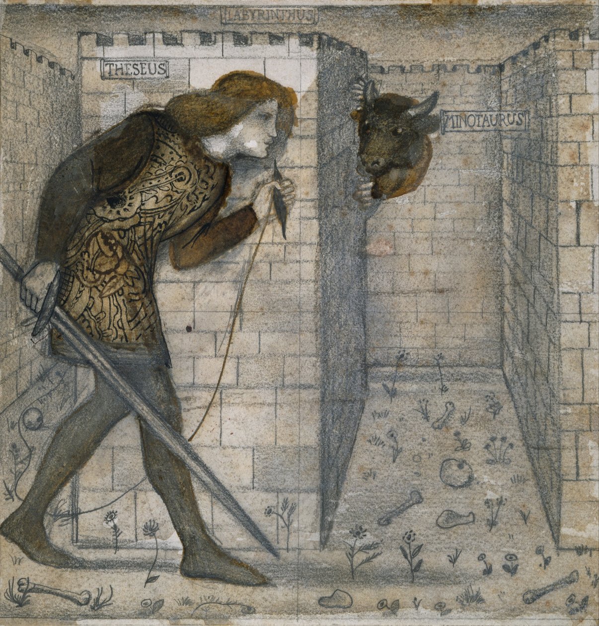 Flisedesign - Theseus og Minotaurus i labyrinten af Edward Burne-Jones