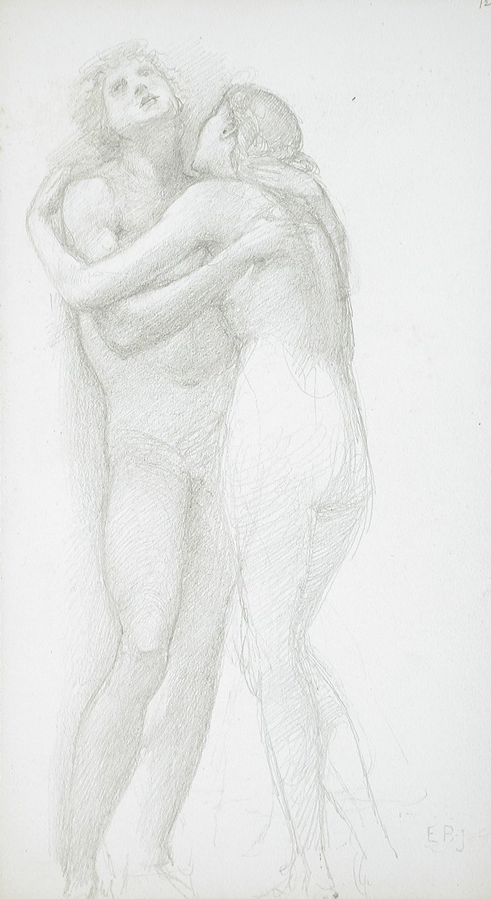 To nøgne figurer, der omfavner hinanden af Edward Burne-Jones