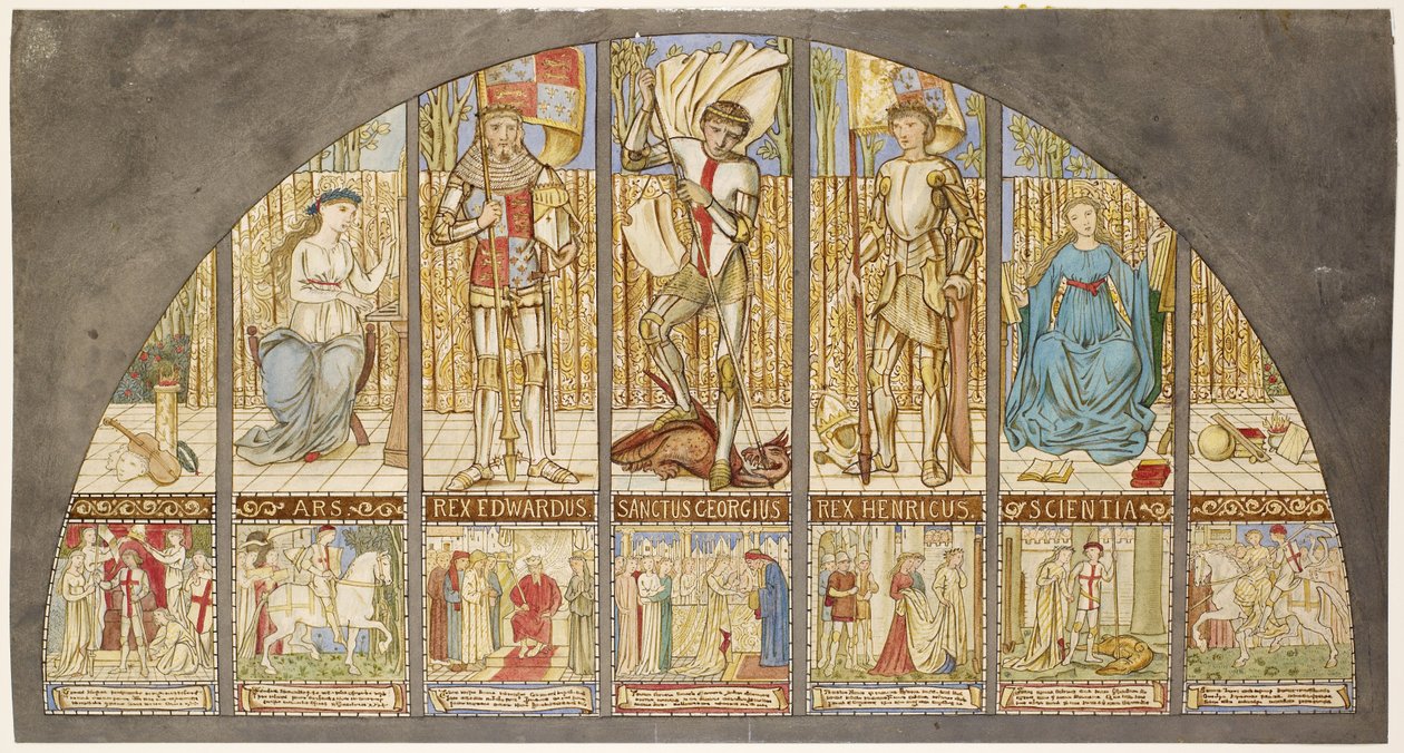 Rosenkrigene - Edward IV, Henry VI, St. George med Allegory af Edward Burne-Jones