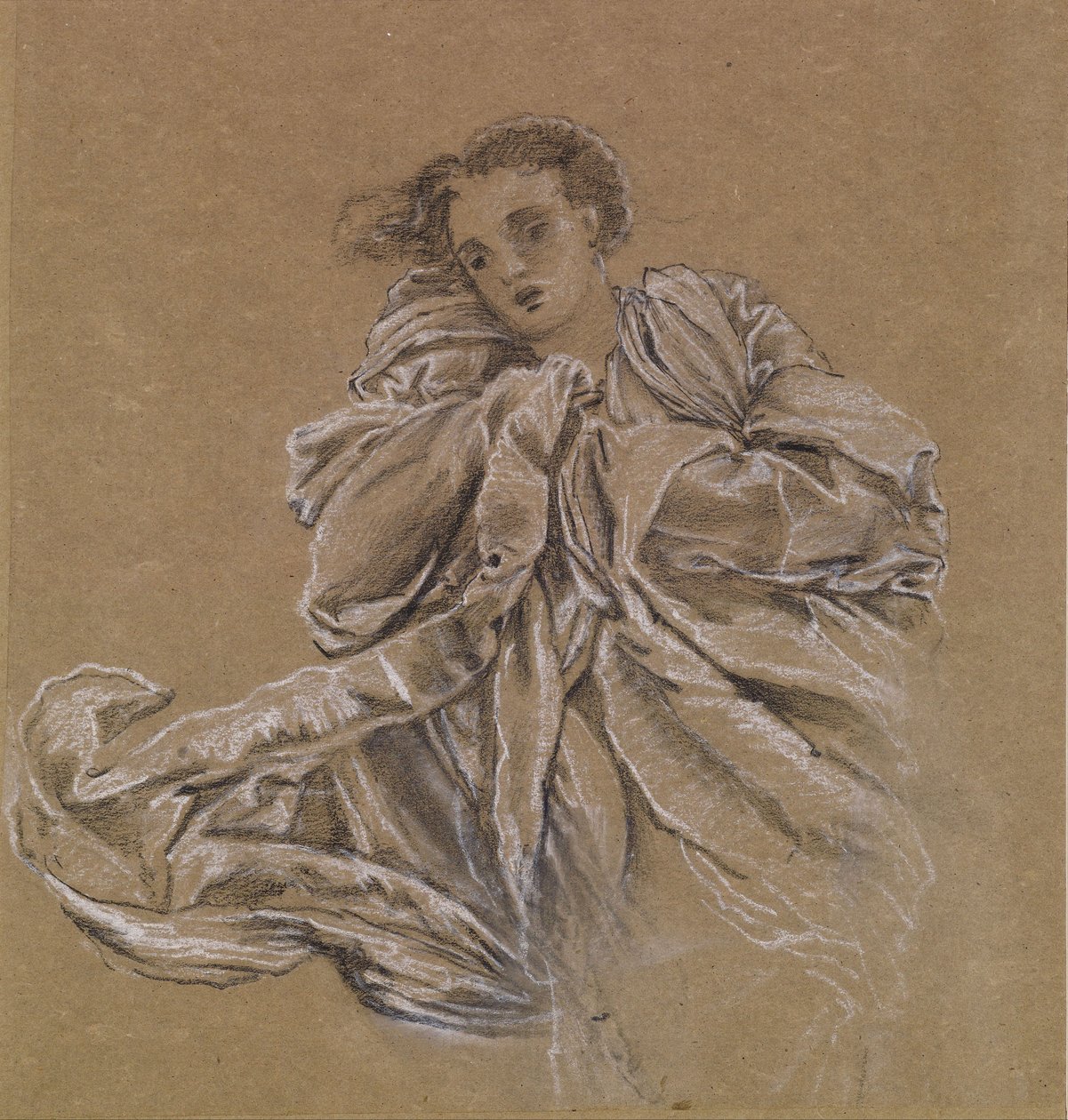 Vinter - Studie af flyvende draperi af Edward Burne Jones