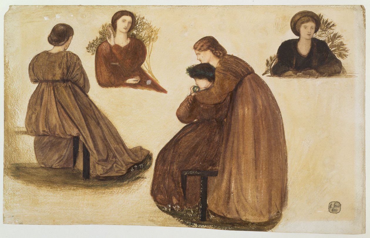 Design til udsmykningen af det røde hus, (studier af kvinder) 1860 af Edward Burne Jones