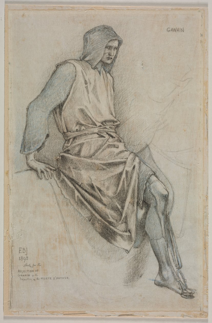 Undersøgelse for fejltagelsen af Gawain fra den hellige gral gobeliner af Edward Burne Jones