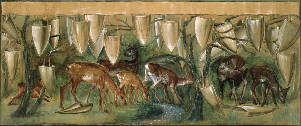 Studie til den hellige gral gobeliner af Edward Burne Jones